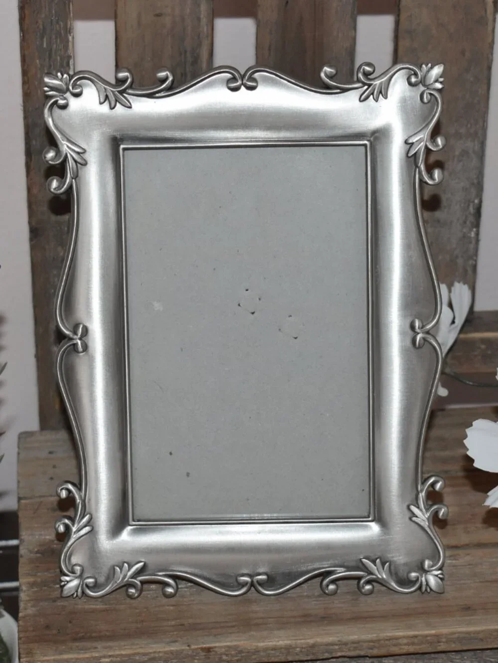 Vintage Barnes Of Boston Victorian Gothic Silver Pewter Ornate Picture Frame